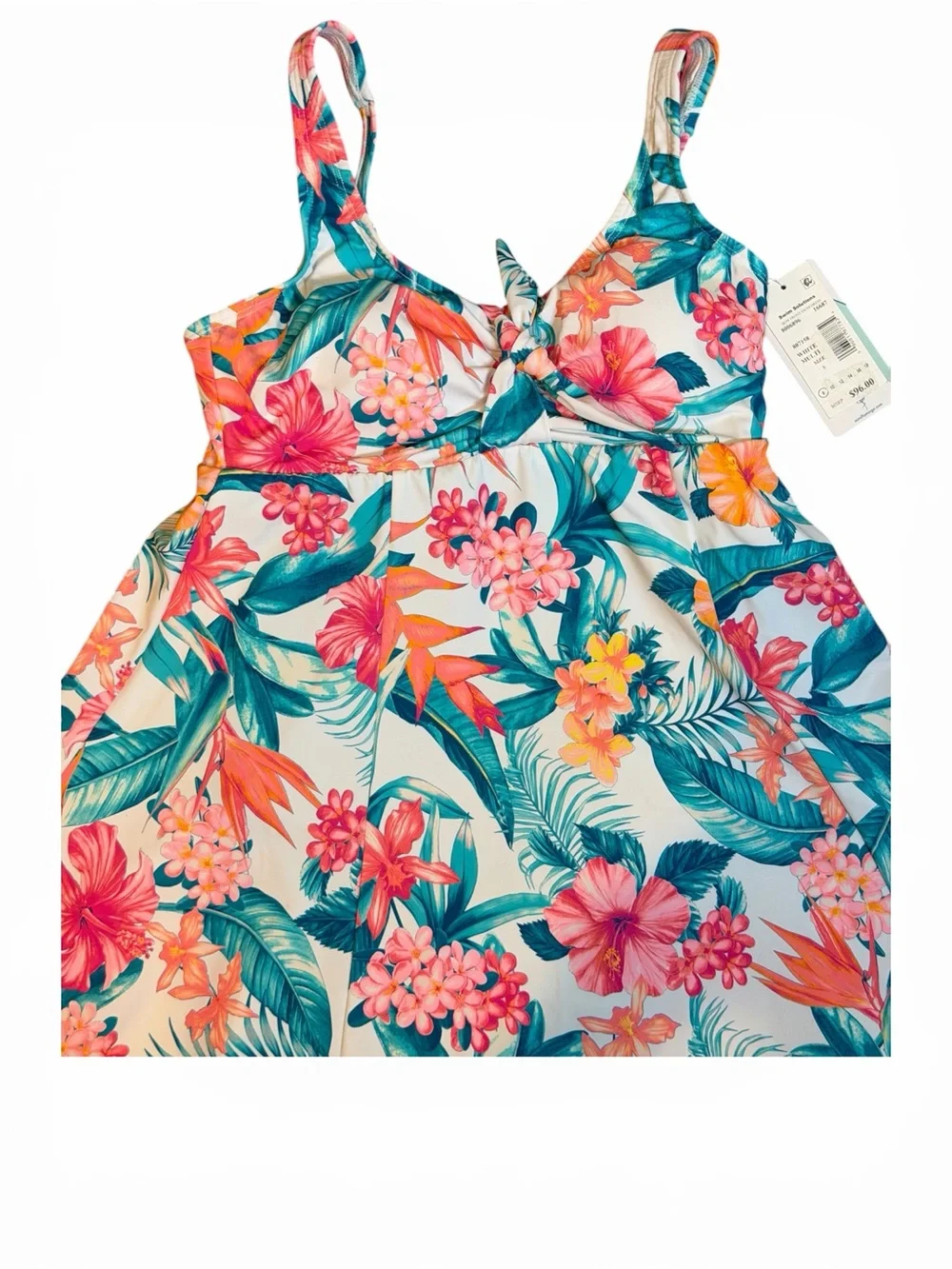 Swim Solutions Floral Swim Dress in White, Pink & Teal - Picture 5 of 12